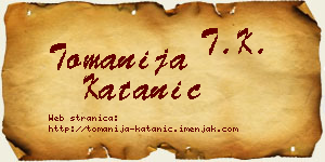 Tomanija Katanić vizit kartica